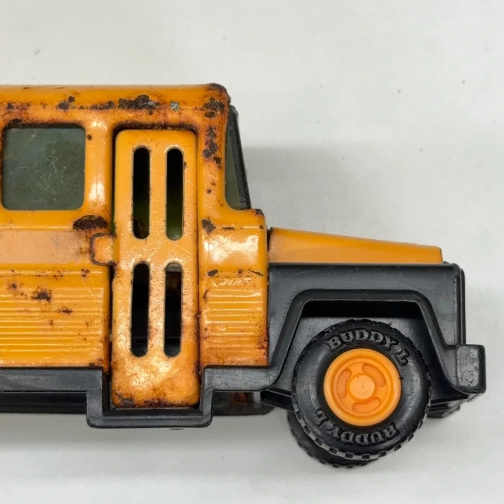 Vintage Buddy L School Bus Toy Pressed Steel Yellow Made in Japan Rustic Patina